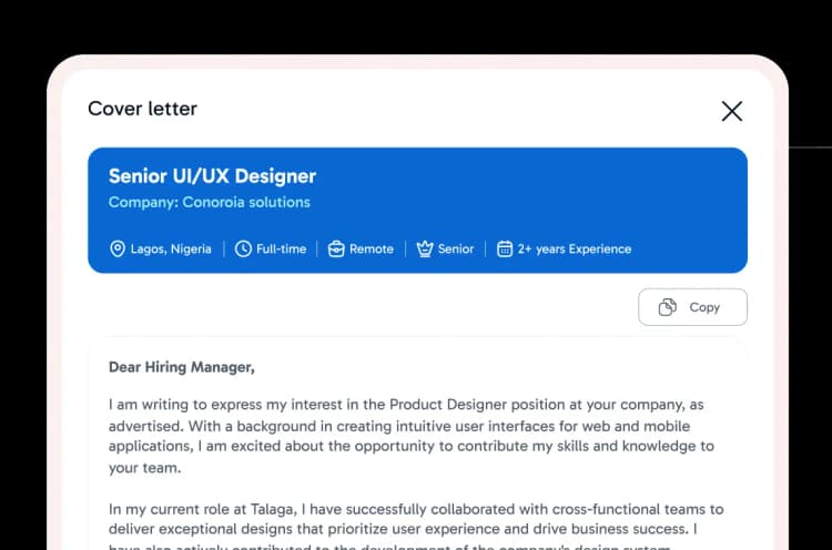 Generate a tailored cover letter